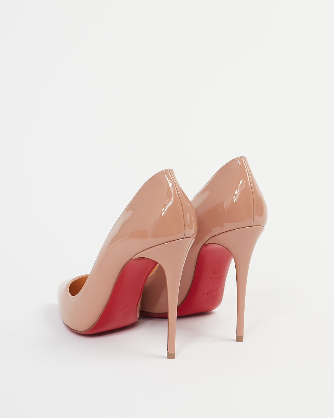 Christian Louboutin Nude Patent Leather Pigalle Follies 100mm Pumps - 36