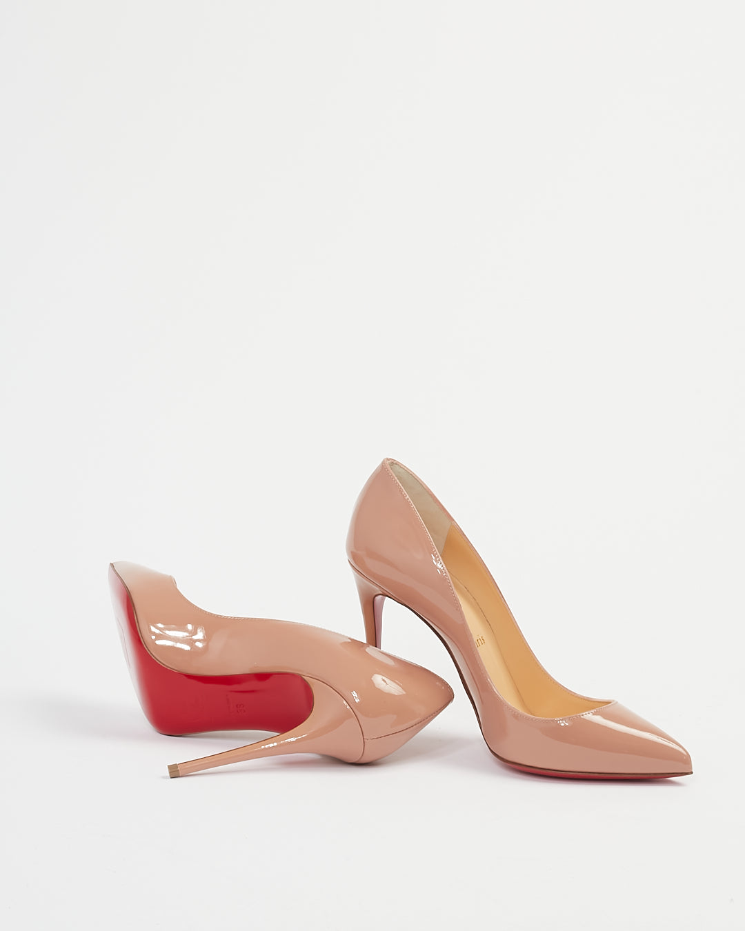 Christian Louboutin Nude Patent Leather Pigalle Follies 100mm Pumps - 36