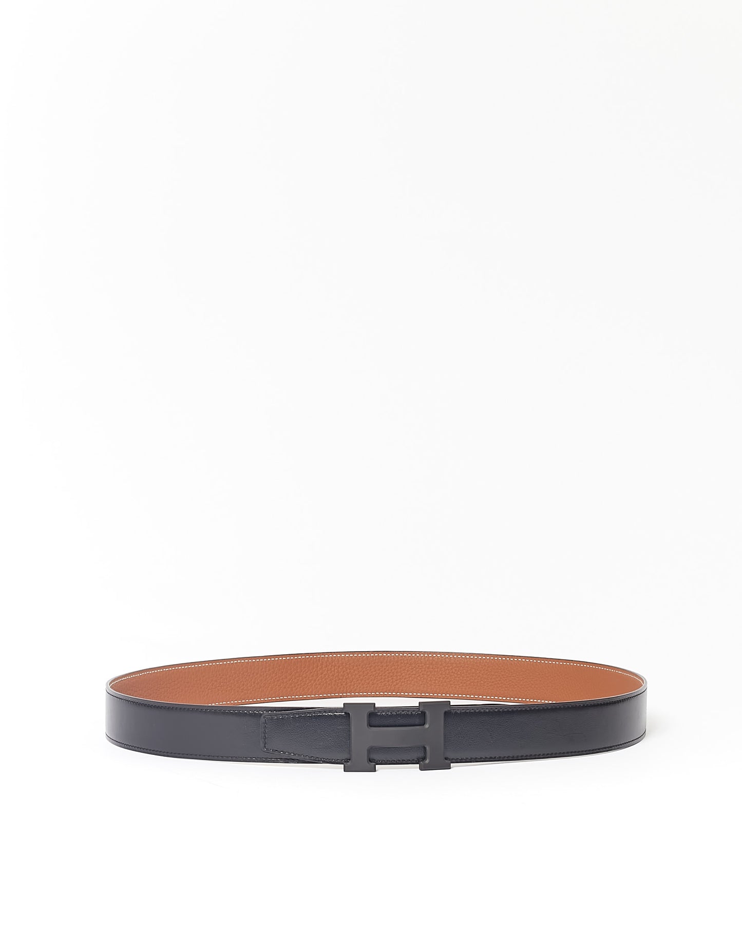 Hermes All Black Matte Reversible Clemence Leather Belt - 95