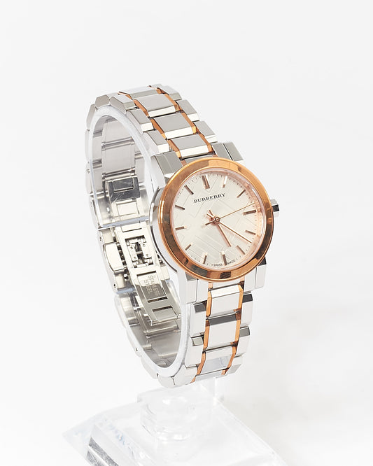 Burberry Silver/Rose Gold Heritage Watch 28mm