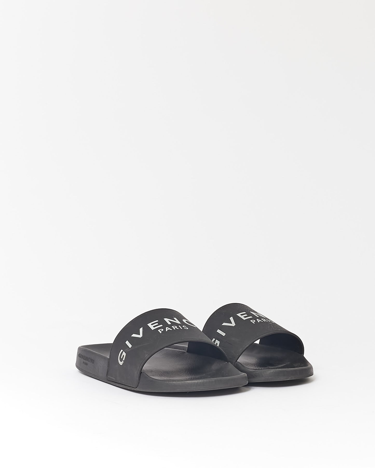 Givenchy Black Rubber Logo Pool Slides - 40