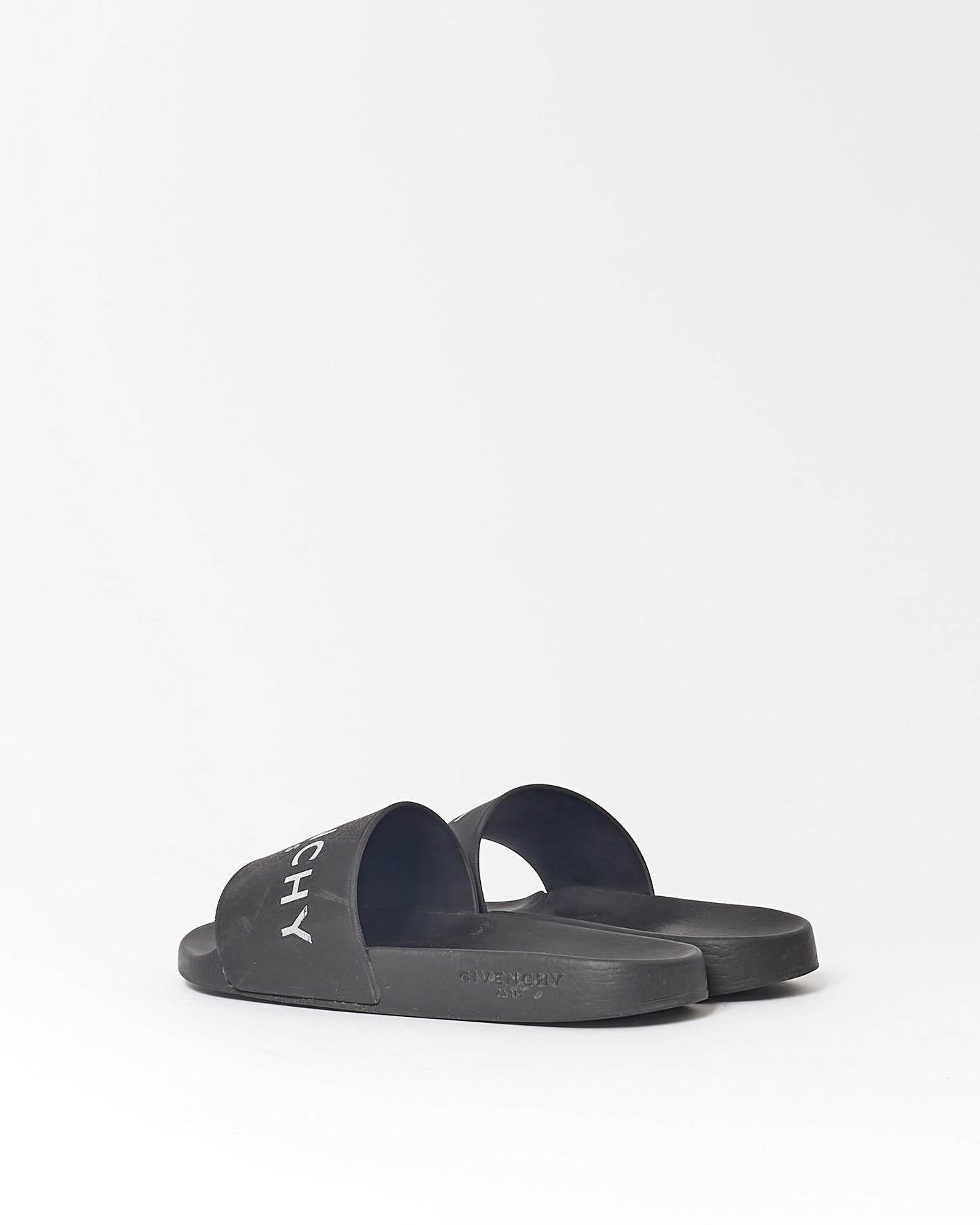 Givenchy Black Rubber Logo Pool Slides - 40