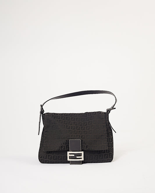 Fendi Black Canvas Zucchino Mamma Forever Shoulder Bag