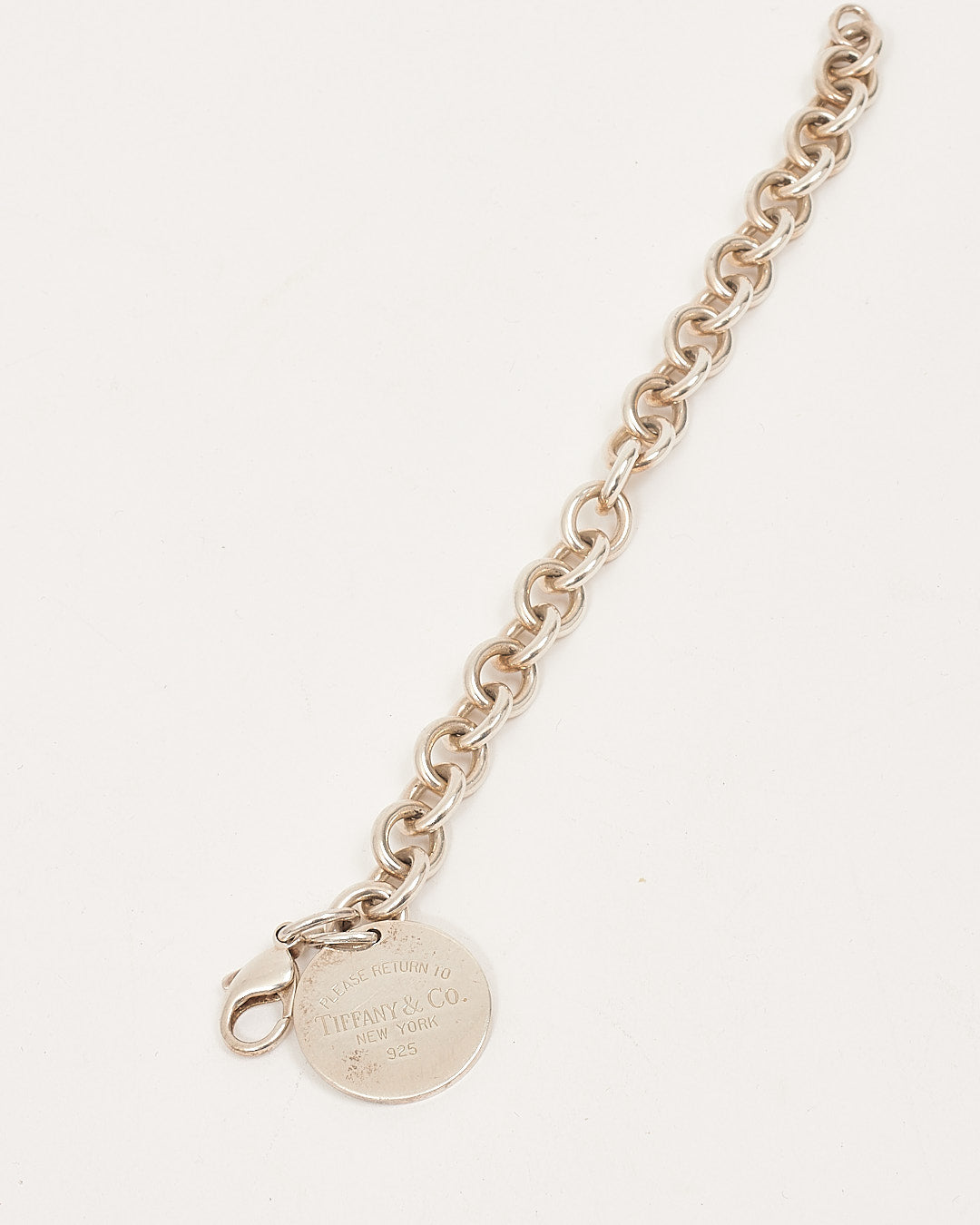 Tiffany Sterling Silver Round Tag Charm Link Bracelet