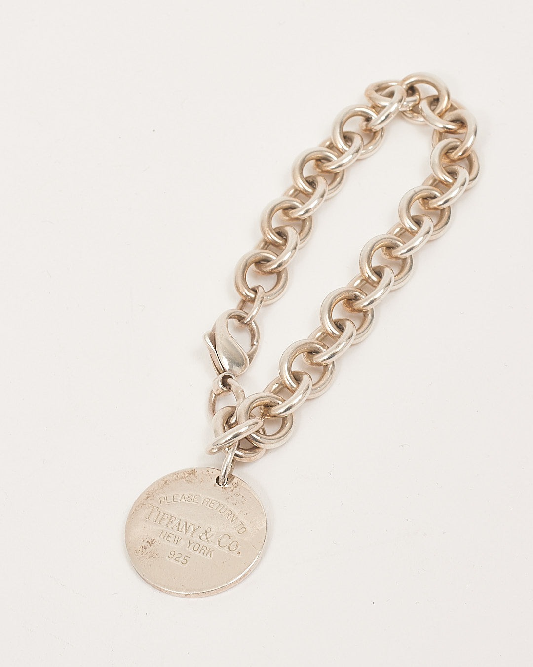 Tiffany Sterling Silver Round Tag Charm Link Bracelet