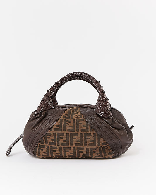 Fendi Brown Zucca Print Canvas 
Leather Baby Spy Bag