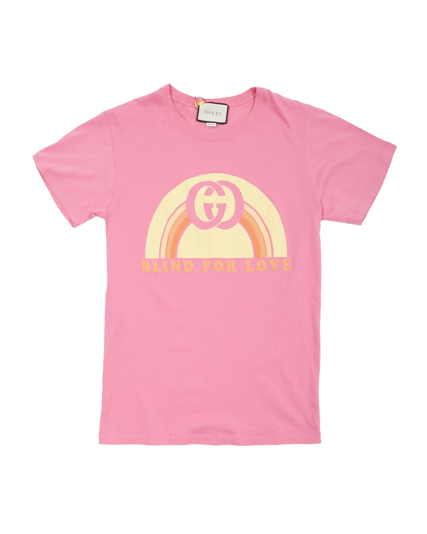 Gucci Pink Cotton Blind For Love GG T Shirt - S