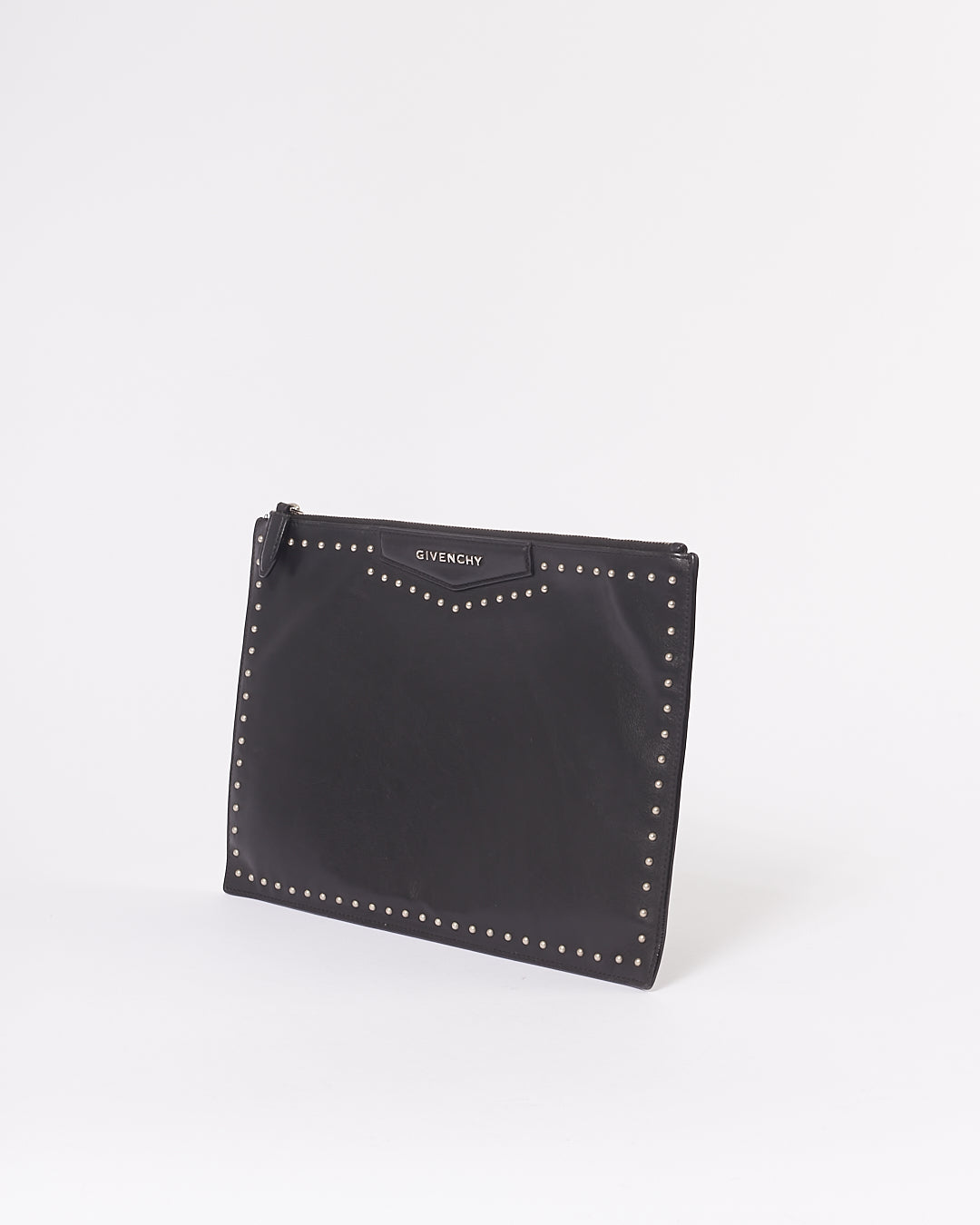 Givenchy Black Leather Studded Clutch Pouch