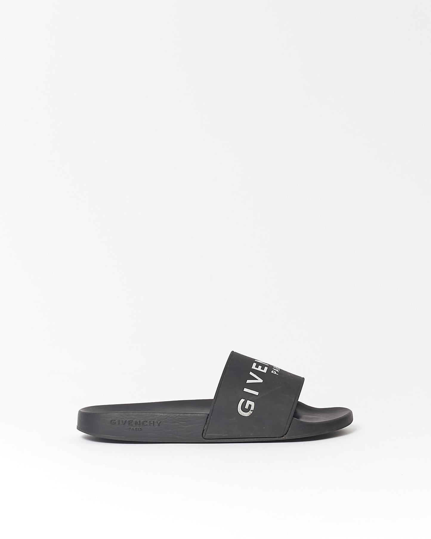 Givenchy Black Rubber Logo Pool Slides - 40