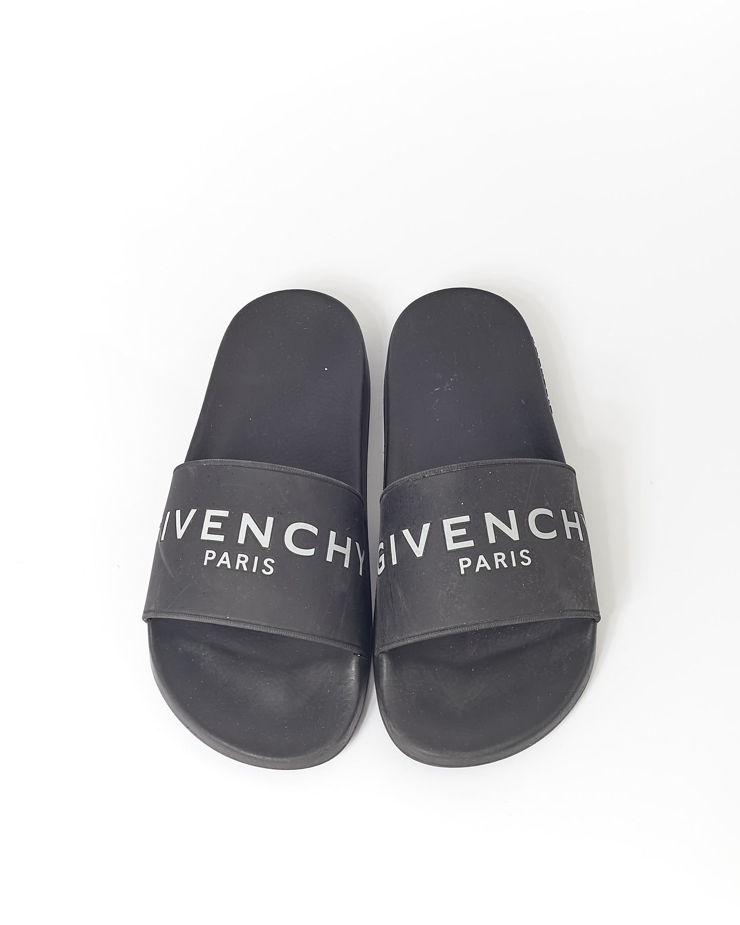 Givenchy Black Rubber Logo Pool Slides - 40