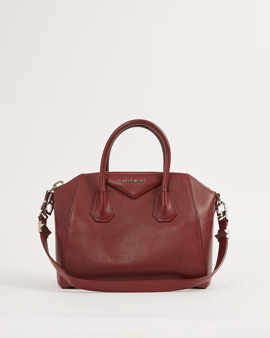 Givenchy Burgundy Grained Leather Small Antigona Bag