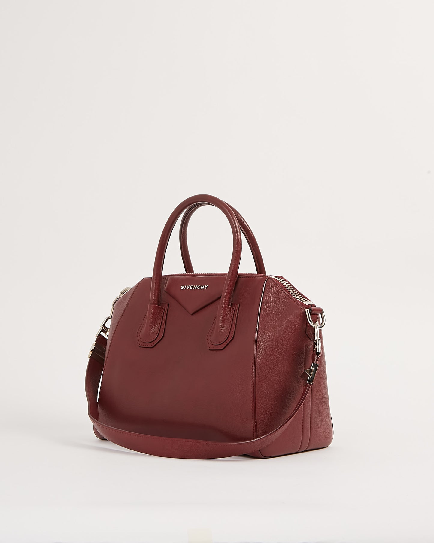 Givenchy Burgundy Grained Leather Small Antigona Bag