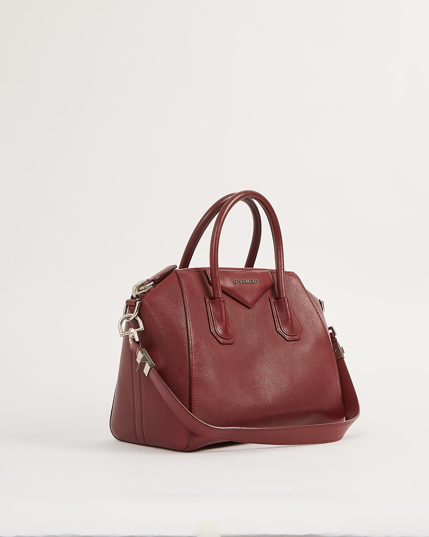 Givenchy Burgundy Grained Leather Small Antigona Bag