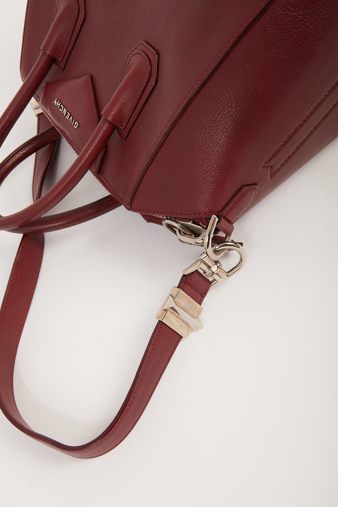 Givenchy Burgundy Grained Leather Small Antigona Bag