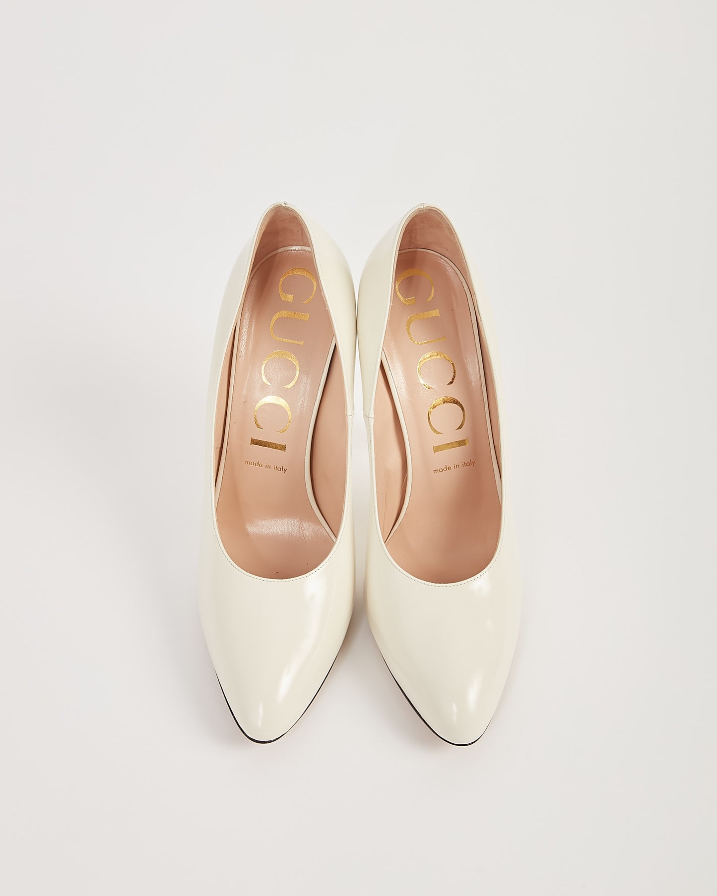 Gucci Beige Shiny Leather with Bow Accent Pumps - 40