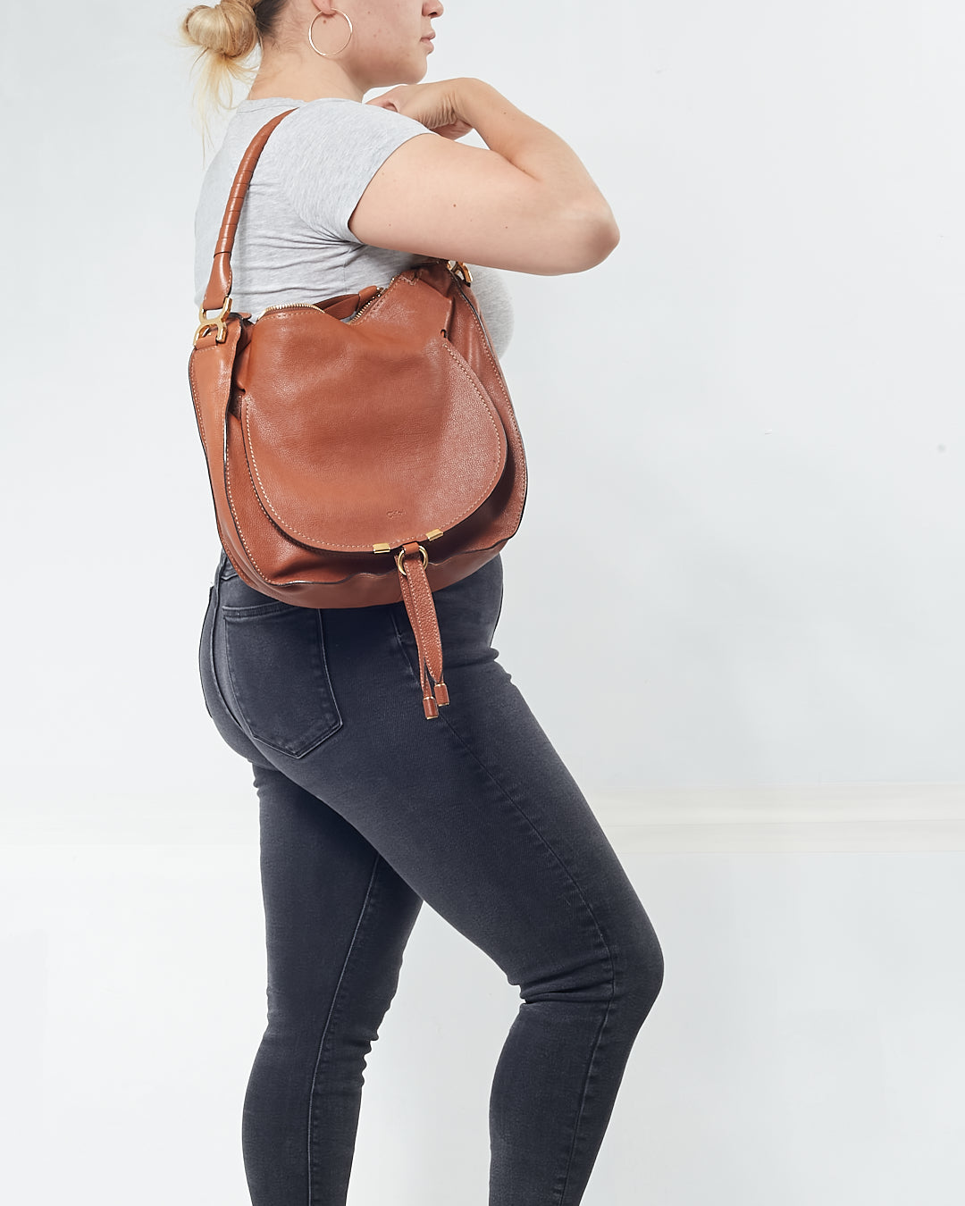 Chloe Tan Leather Marcie Hobo Bag