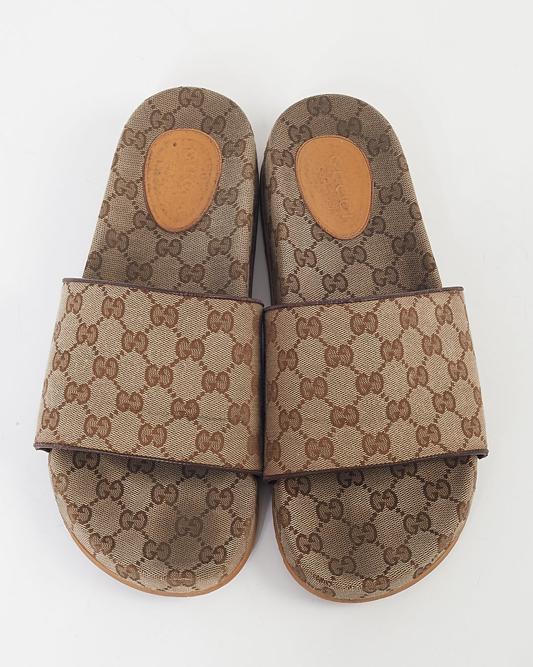 Gucci GG Brown Supreme Canvas Platform Slides - 44