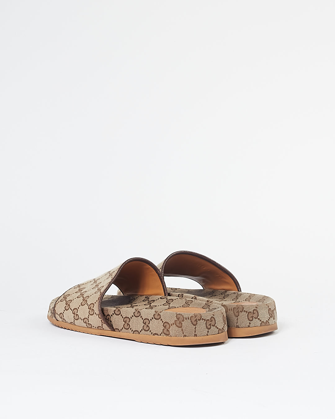 Gucci GG Brown Supreme Canvas Platform Slides - 44