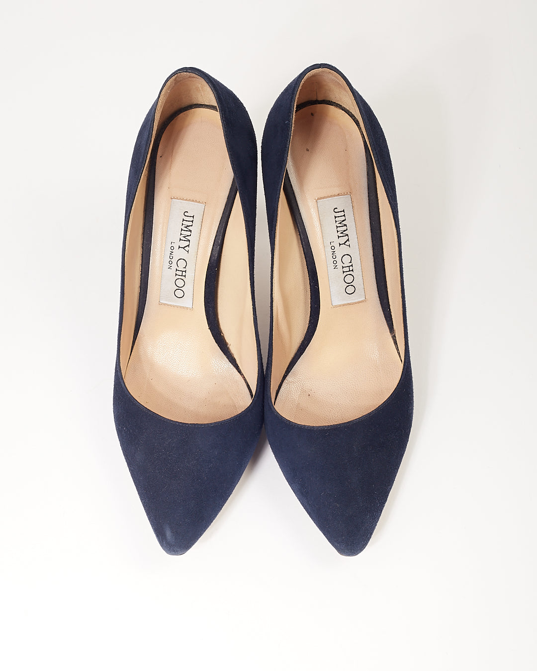 Jimmy Choo Navy Suede Point Toe Pumps - 36