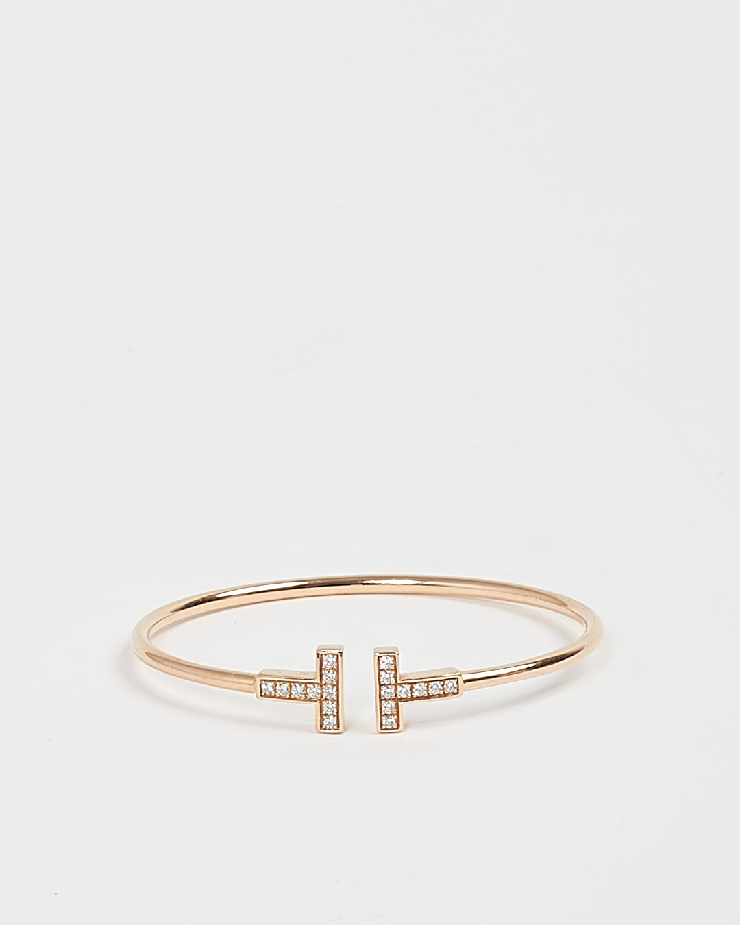 Tiffany 
Co.18K Rose Gold Diamonds T Wire Cuff Bracelet