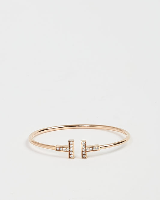 Tiffany 
Co.18K Rose Gold Diamonds T Wire Cuff Bracelet