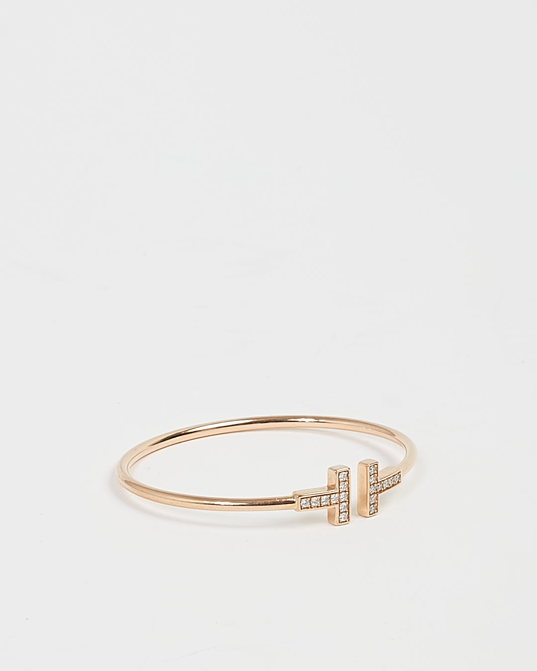 Tiffany 
Co.18K Rose Gold Diamonds T Wire Cuff Bracelet