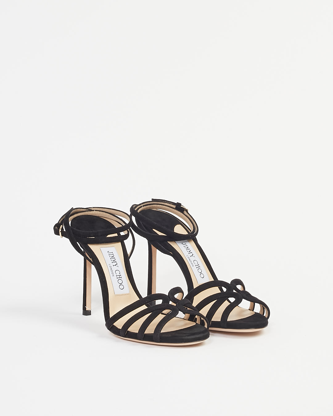 Jimmy Choo Black Suede Mimi 100mm Strappy Sandals - 36