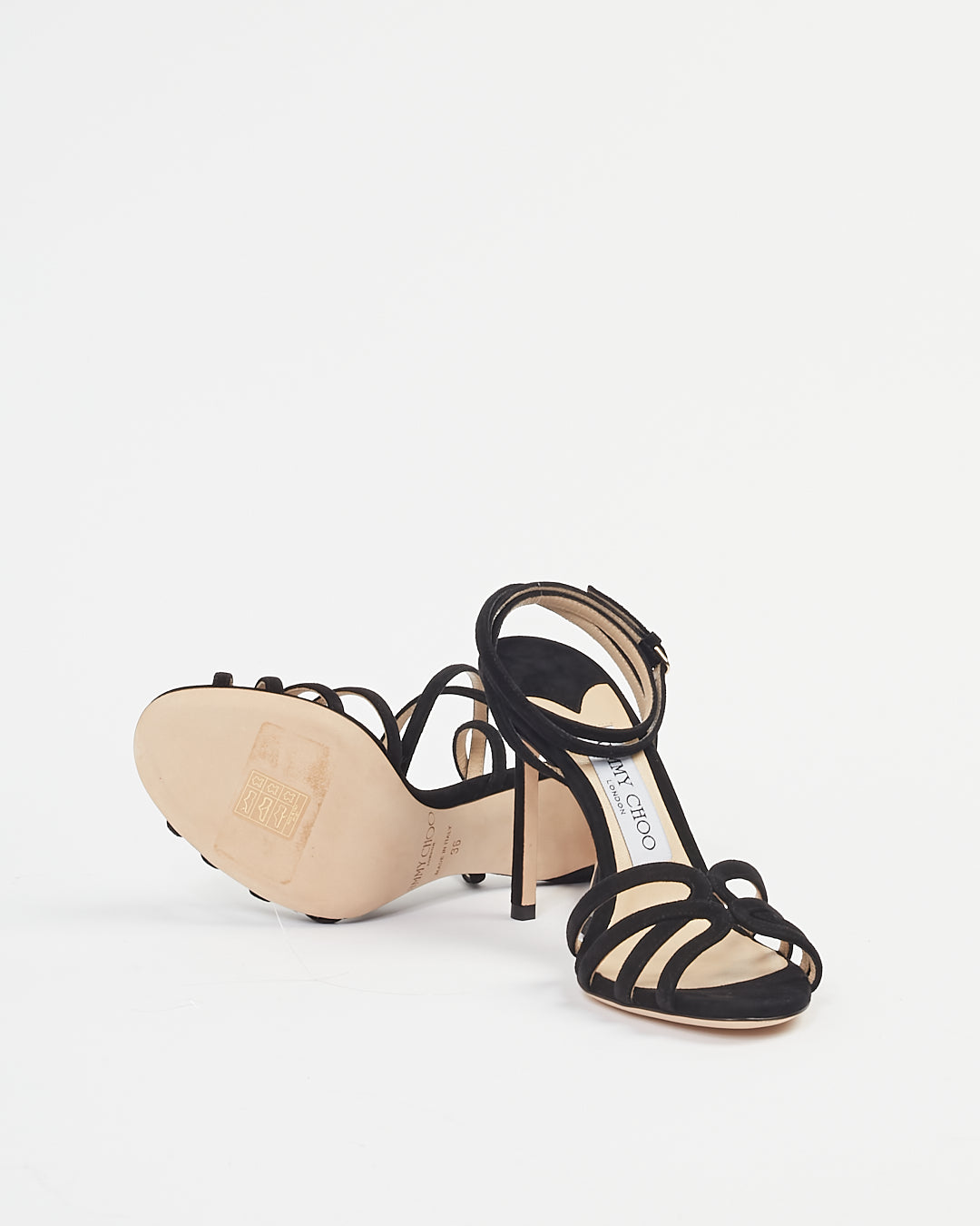 Jimmy Choo Black Suede Mimi 100mm Strappy Sandals - 36