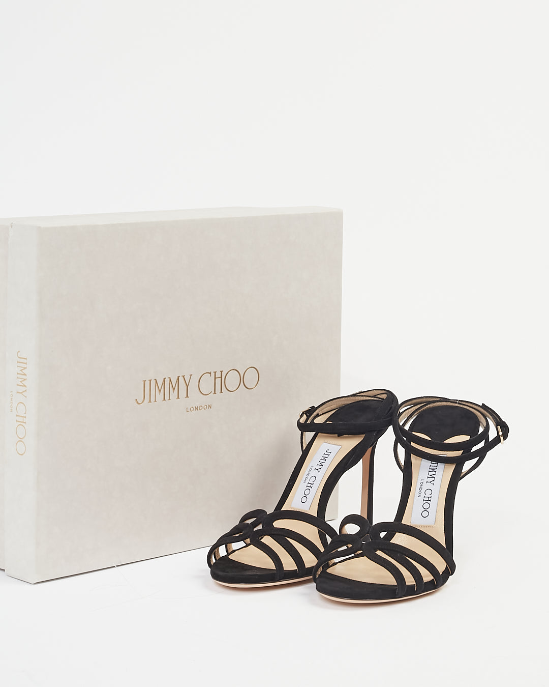 Jimmy Choo Black Suede Mimi 100mm Strappy Sandals - 36