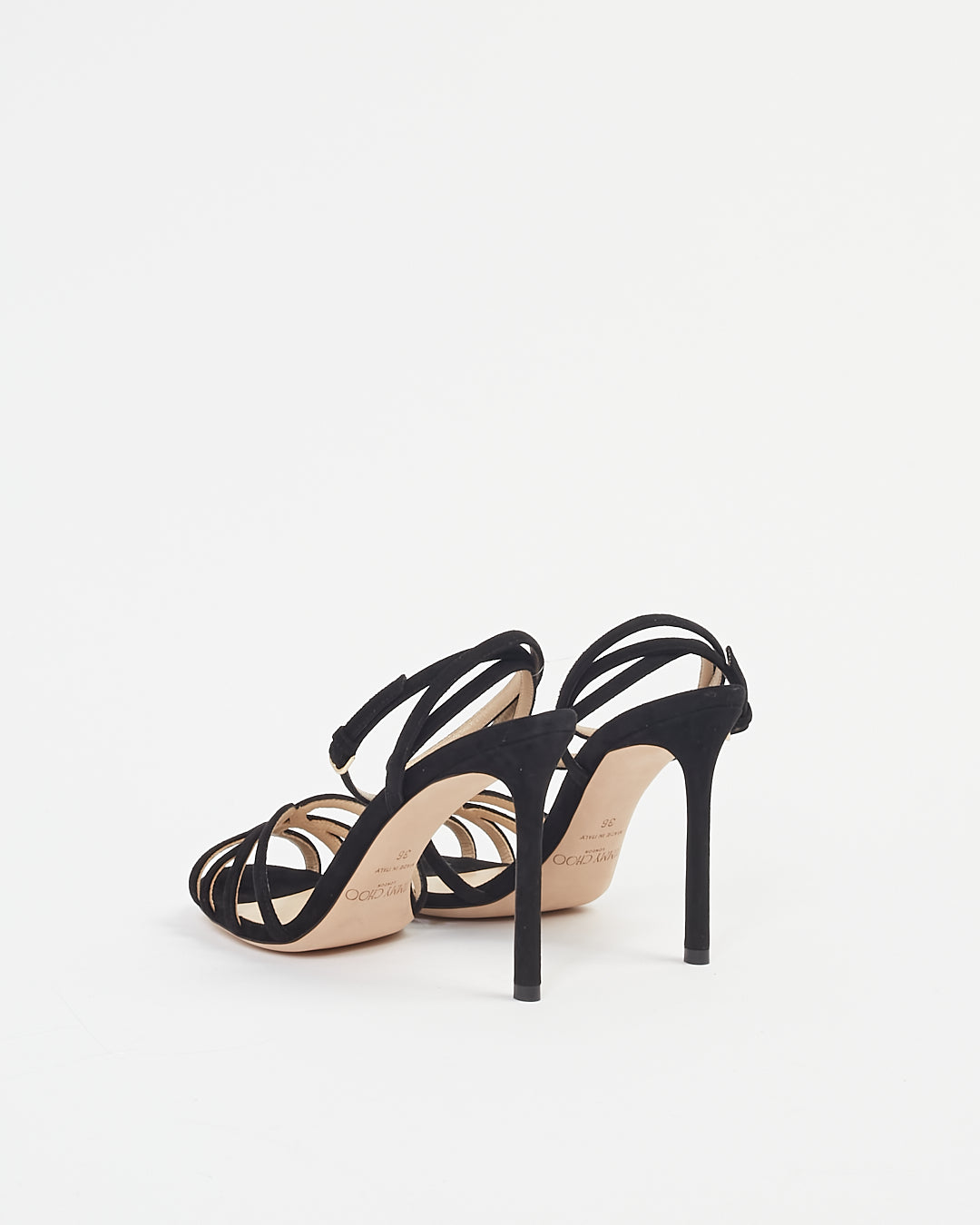 Jimmy Choo Black Suede Mimi 100mm Strappy Sandals - 36