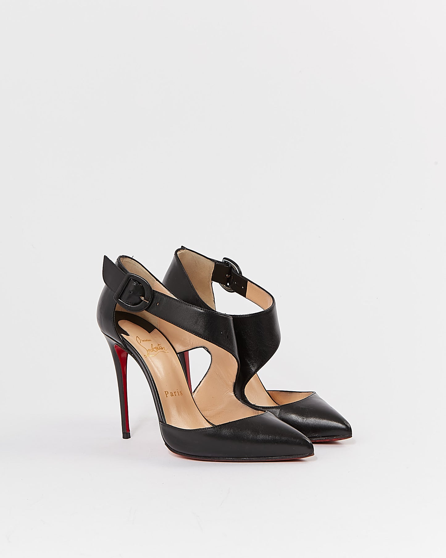 Louboutin Black Leather Sharpeta 100 Heel Pumps - 37