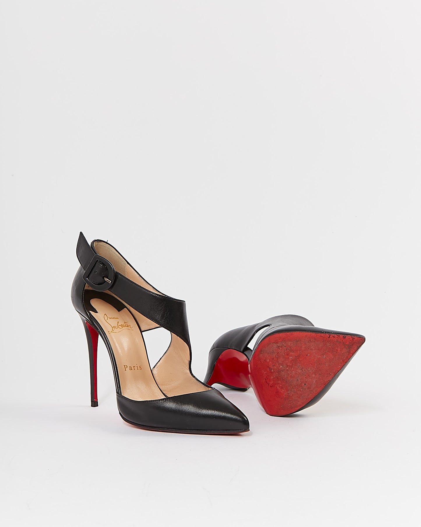 Louboutin Black Leather Sharpeta 100 Heel Pumps - 37