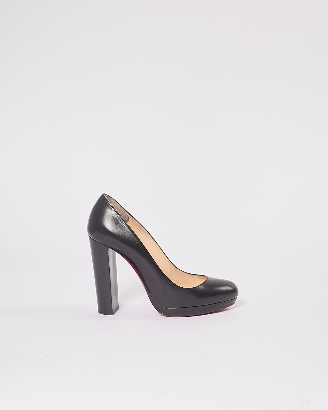 Louboutin Black Nappa Leather Block Heel Pumps - 6.5