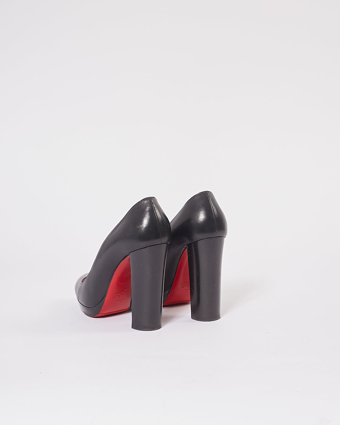 Louboutin Black Nappa Leather Block Heel Pumps - 6.5