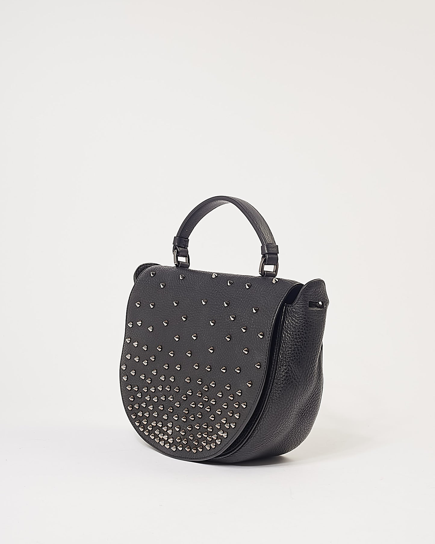 Christian Louboutin Black Spike Studded Top Handle Bag