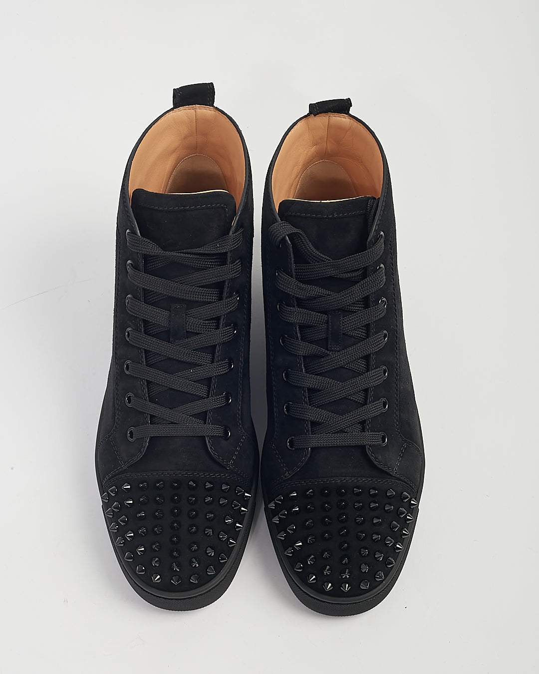 Louboutin Black Suede Lou Spike High Top Sneakers - 45