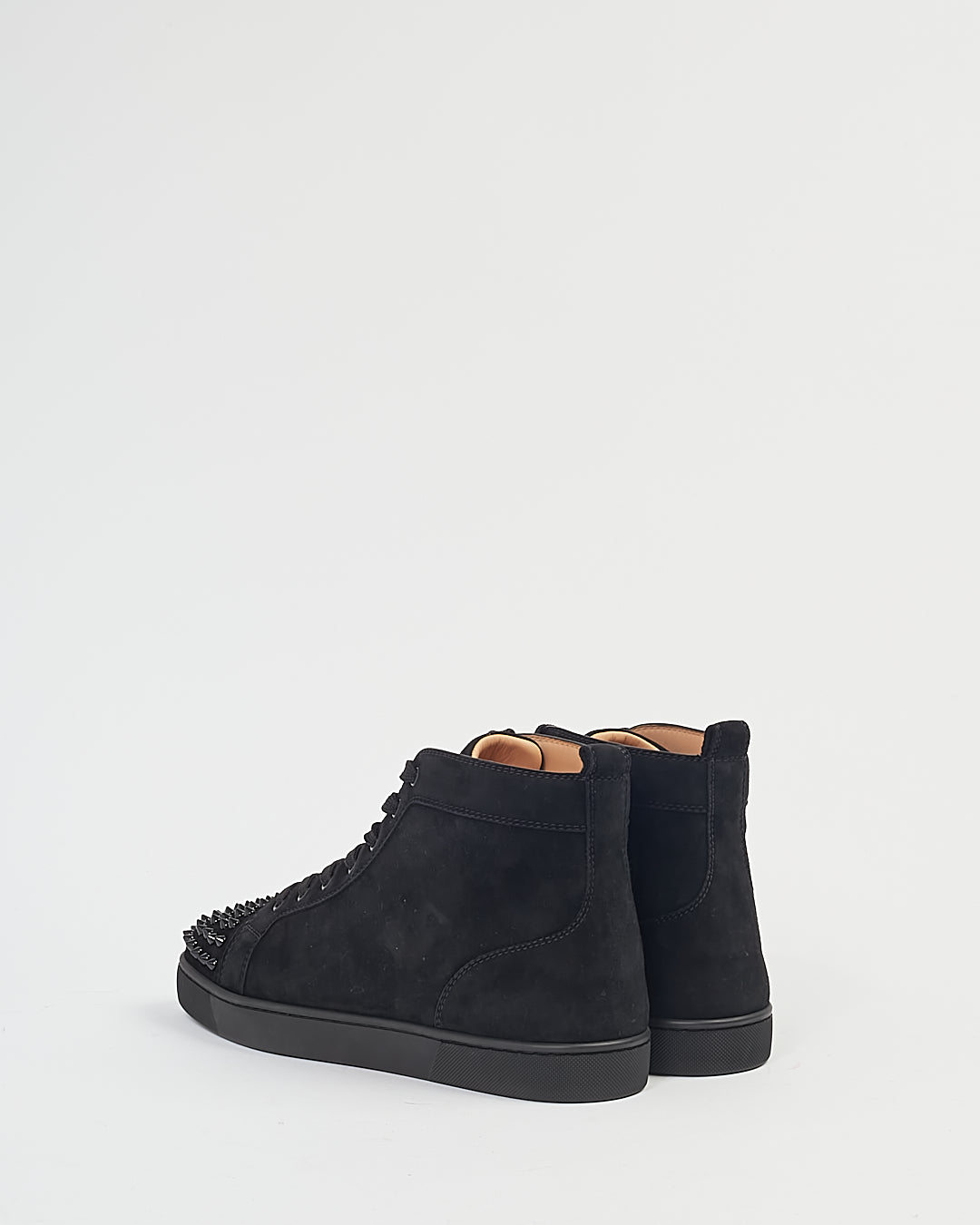 Louboutin Black Suede Lou Spike High Top Sneakers - 45