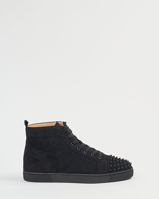 Louboutin Black Suede Lou Spike High Top Sneakers - 45