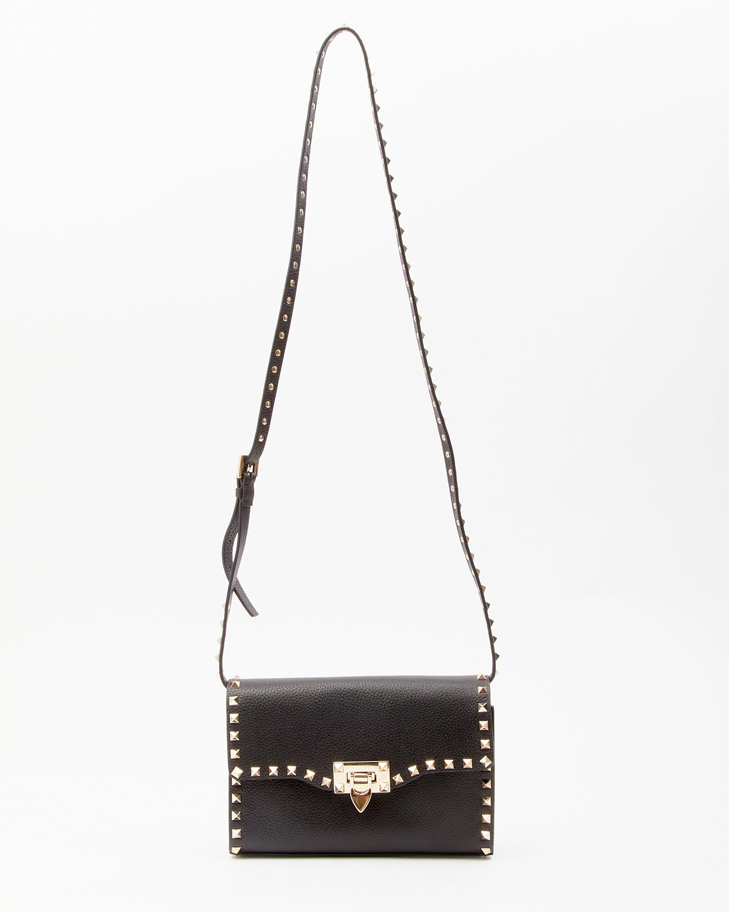 Valentino Black Leather Rockstud Medium Crossbody Bag