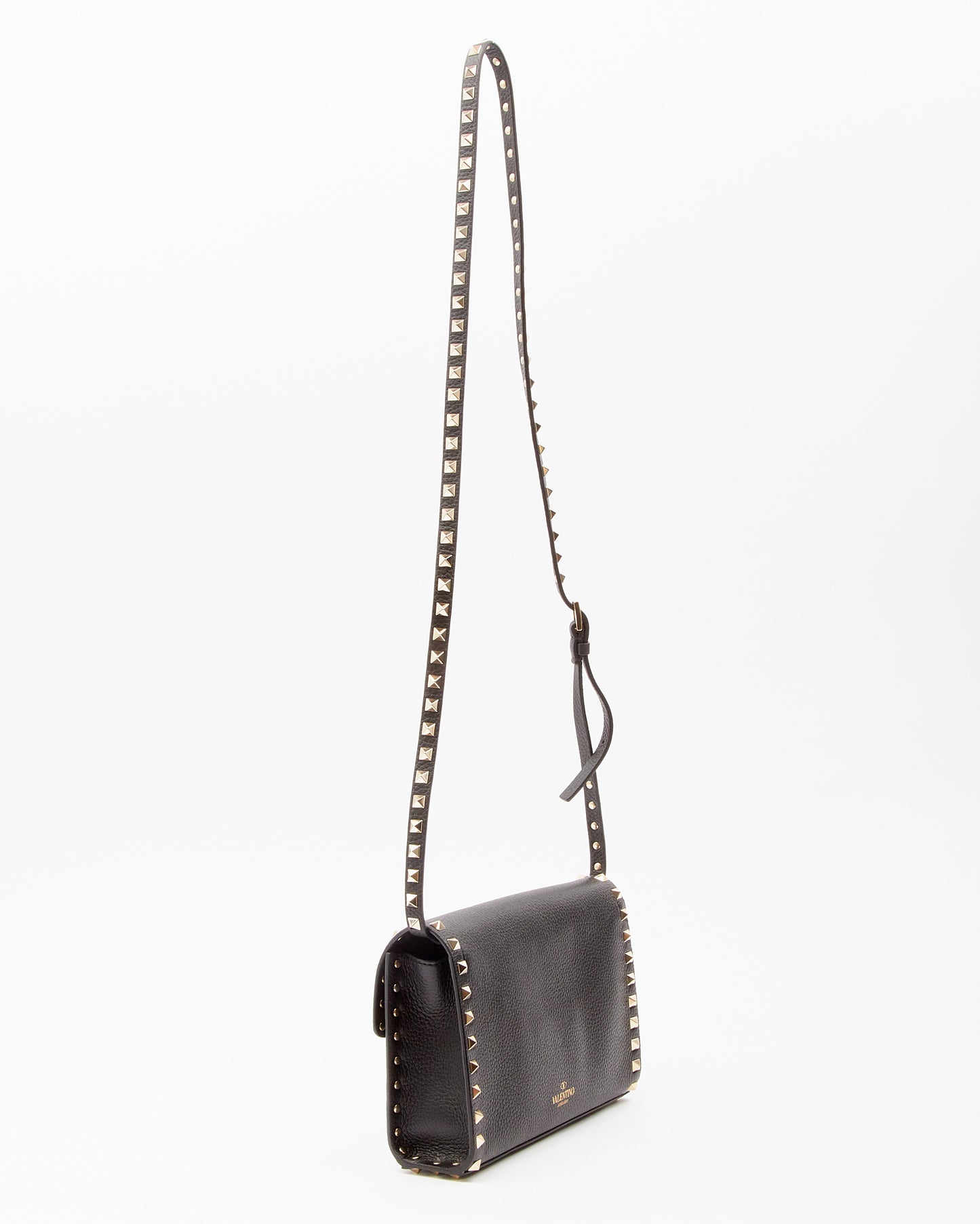 Valentino Black Leather Rockstud Medium Crossbody Bag