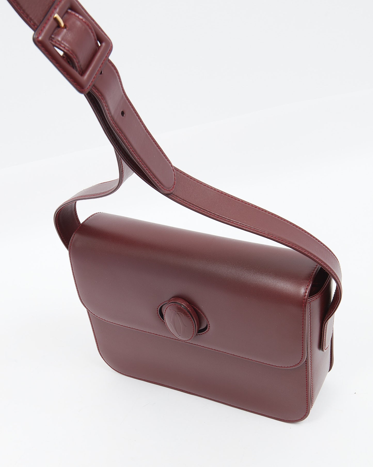 Cartier Burgundy Leather Square Crossbody Bag