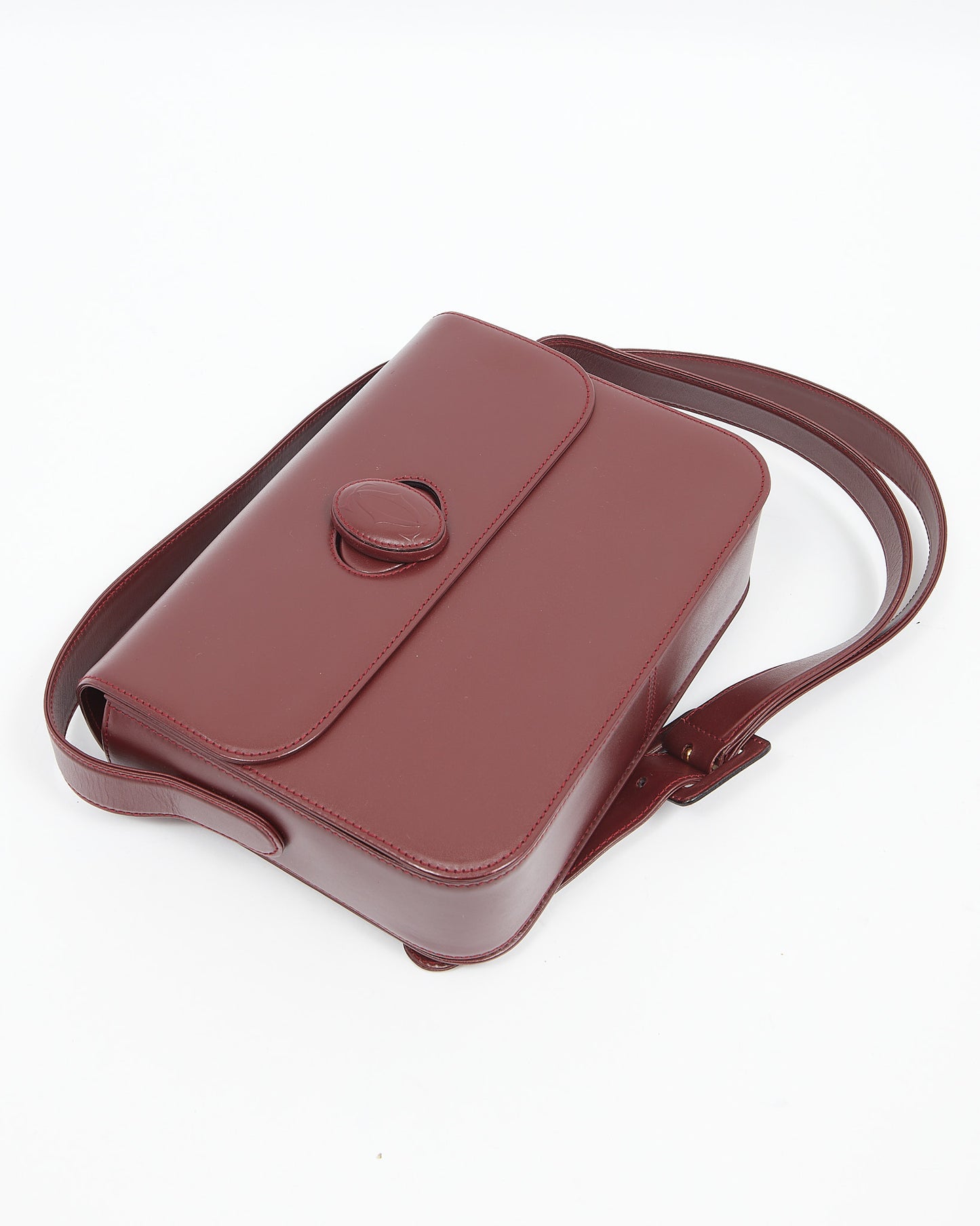 Cartier Burgundy Leather Square Crossbody Bag