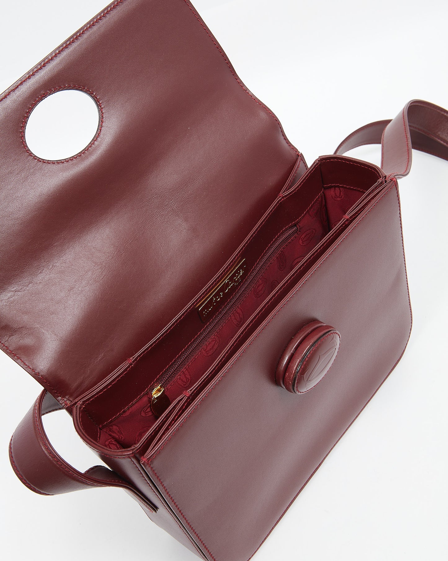 Cartier Burgundy Leather Square Crossbody Bag