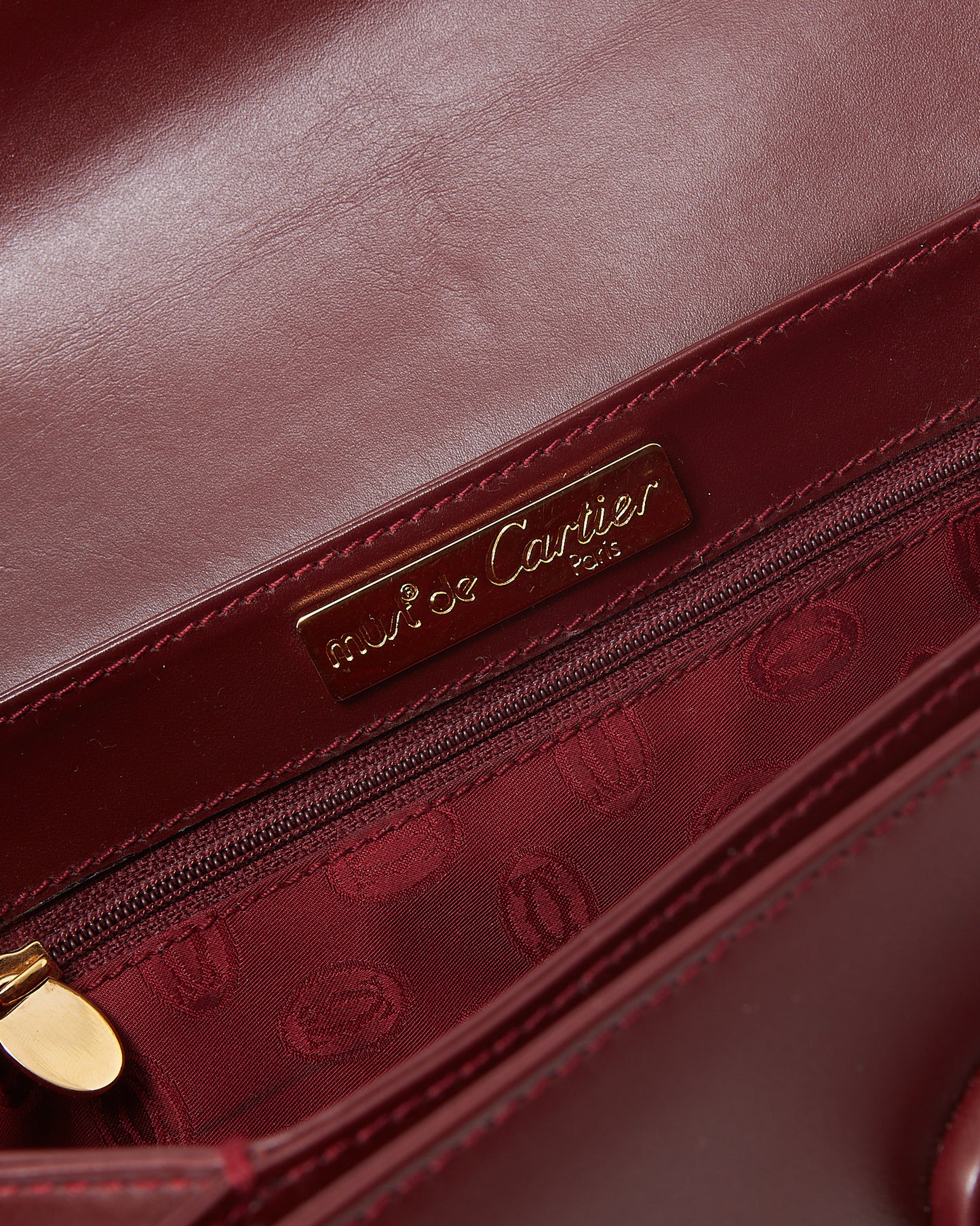 Cartier Burgundy Leather Square Crossbody Bag