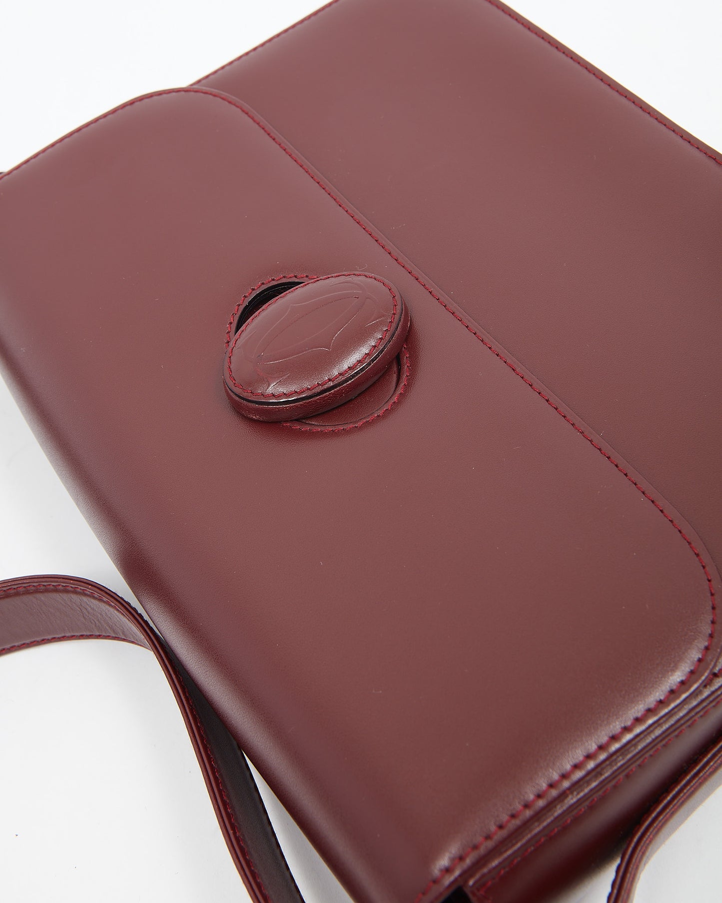 Cartier Burgundy Leather Square Crossbody Bag