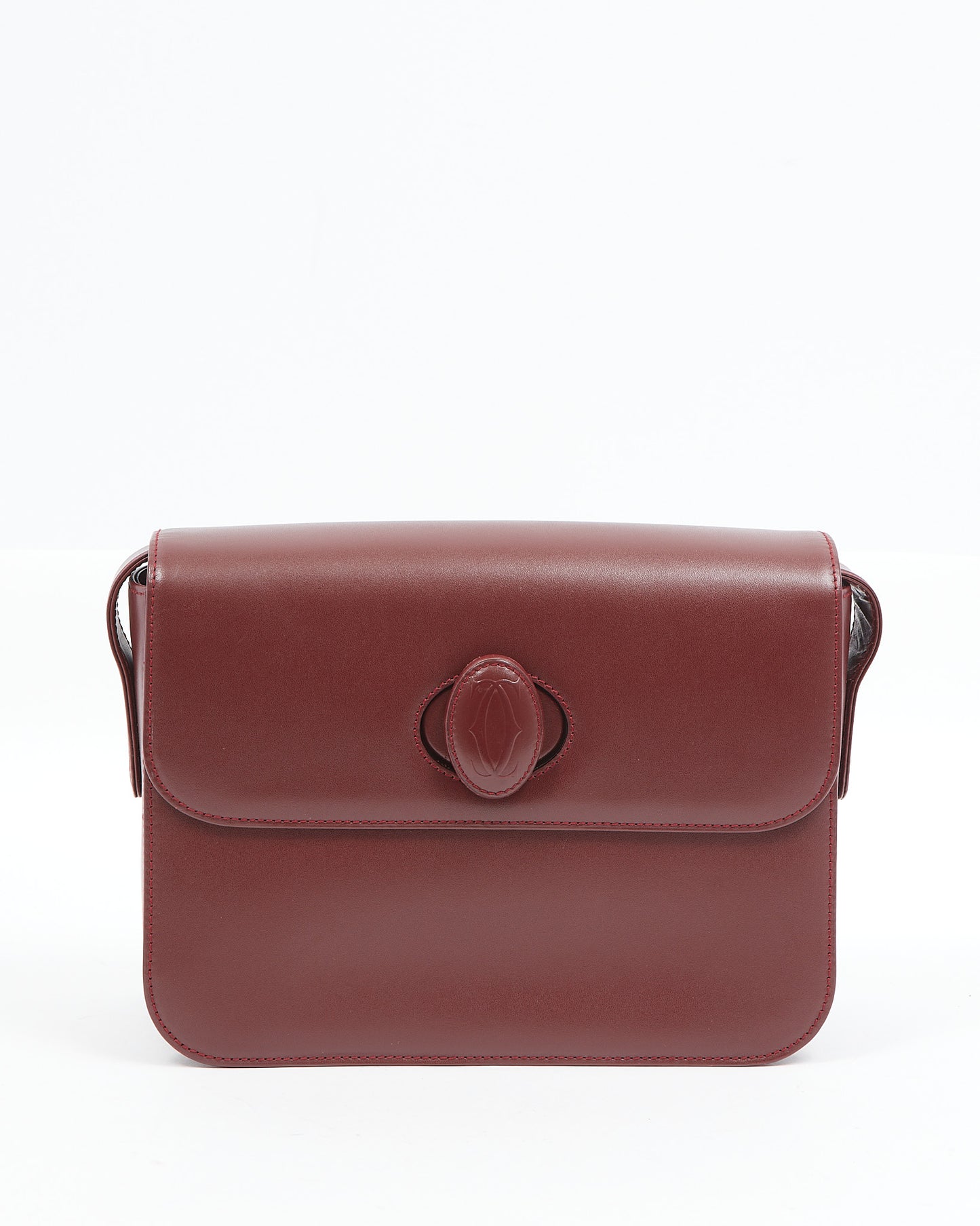 Cartier Burgundy Leather Square Crossbody Bag