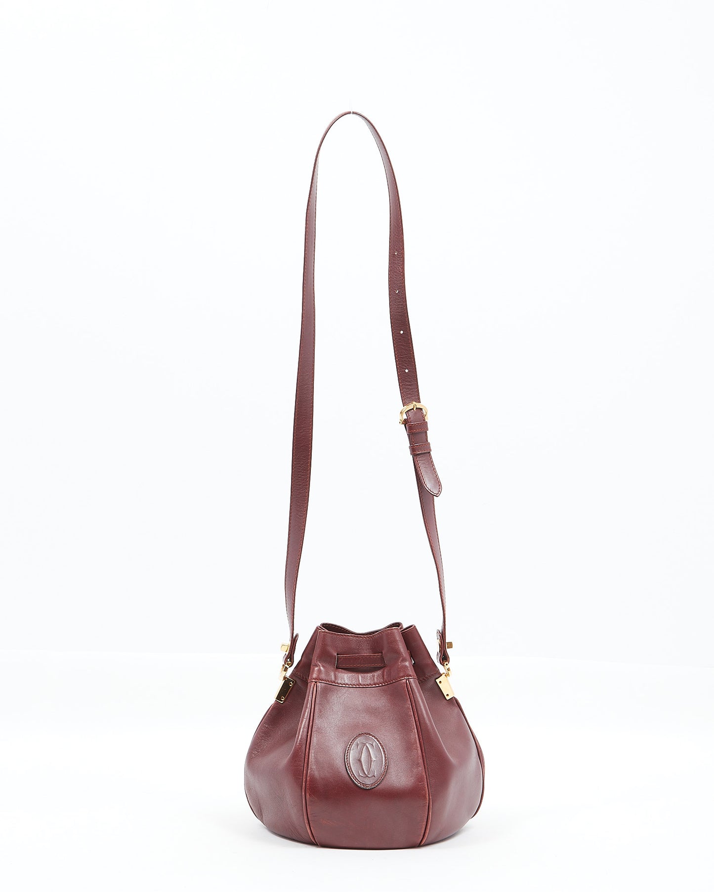 Cartier Vintage Burgundy Leather Bucket Bag