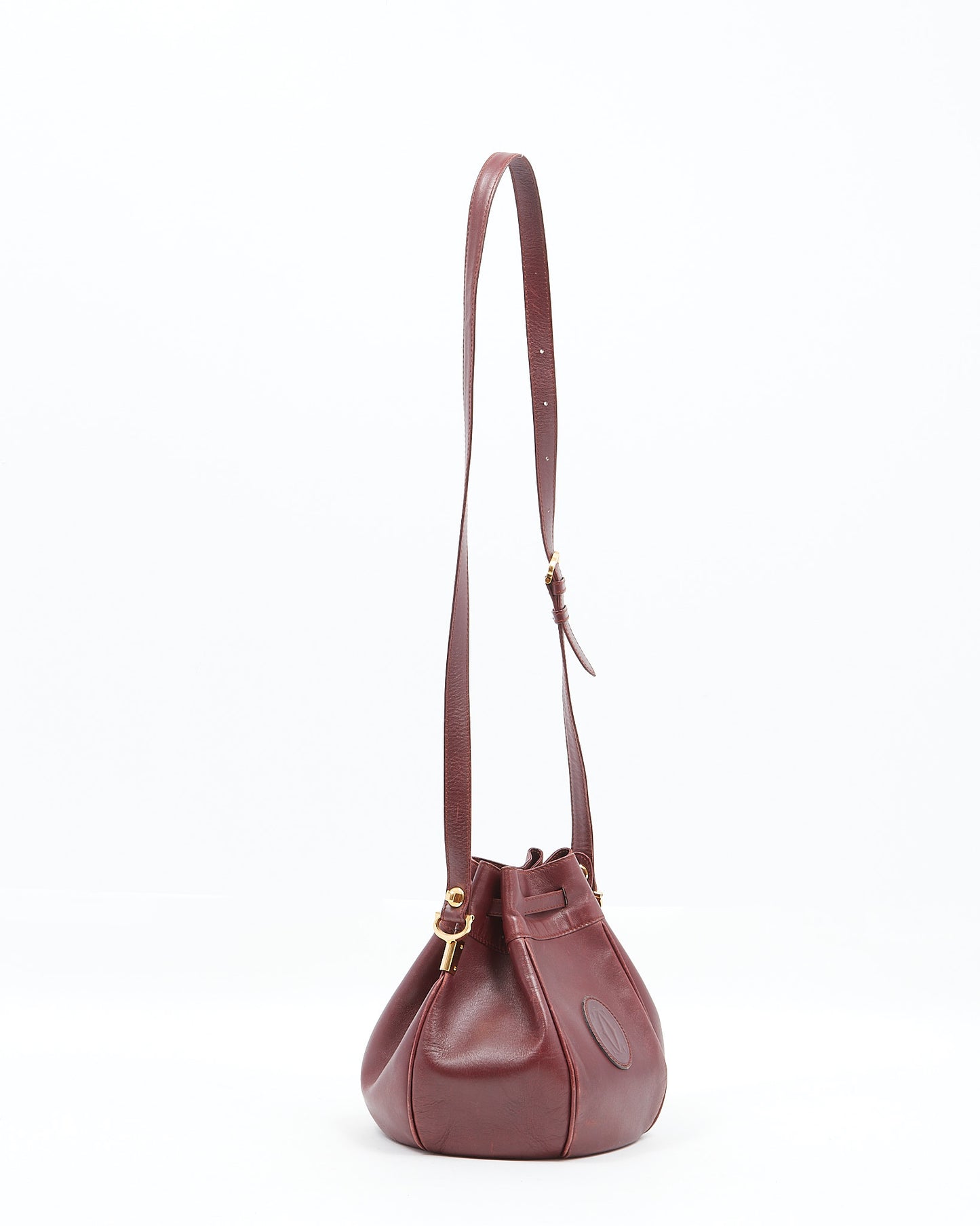 Cartier Vintage Burgundy Leather Bucket Bag