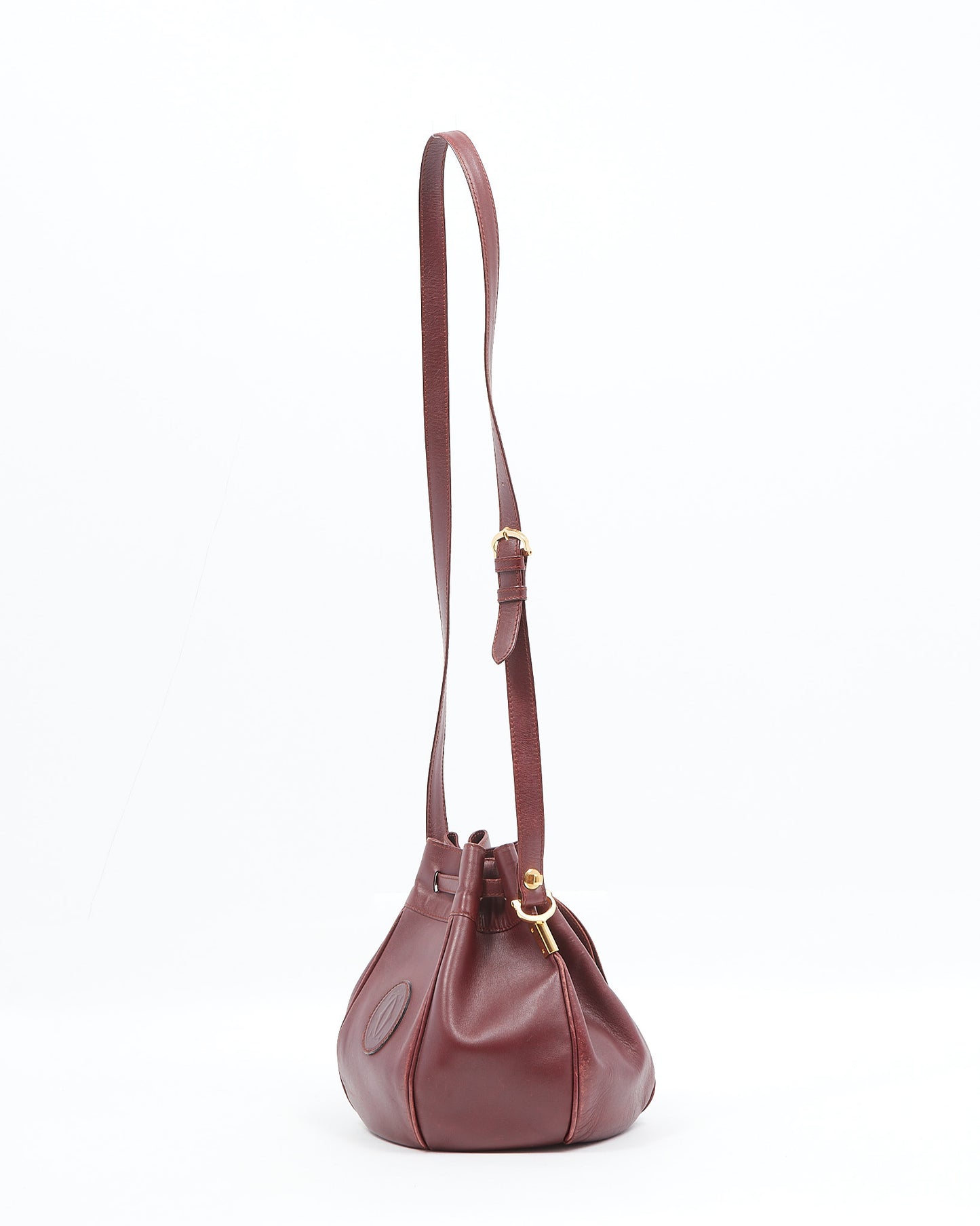 Cartier Vintage Burgundy Leather Bucket Bag