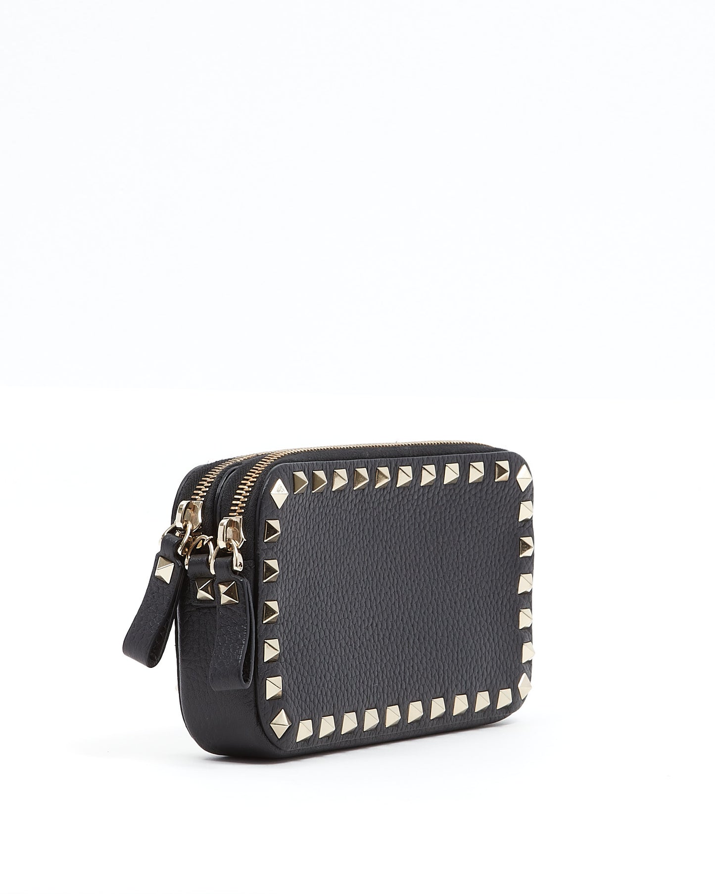 Valentino Black Grained Leather Wallet On Chain